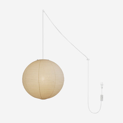 Spherical Hanging Lamp with Cotton Paper Shade & Adjustable Cord for Dining Room, Kitchen, Living Space | Modern Overhead Fixture