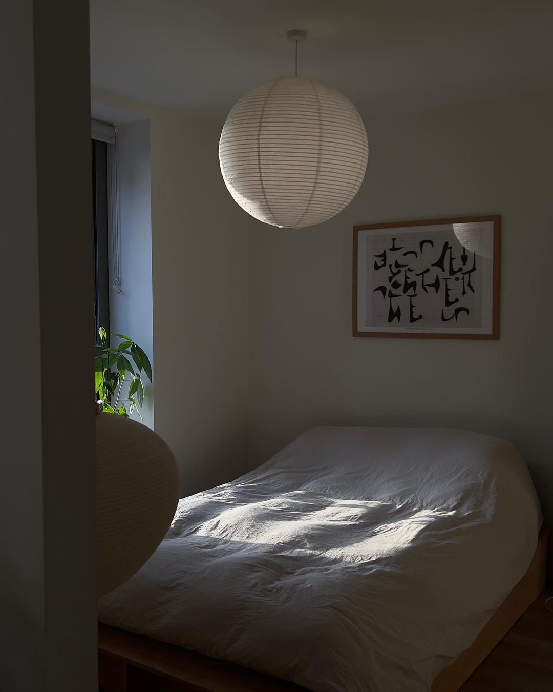 Spherical Hanging Lamp with Cotton Paper Shade & Adjustable Cord for Dining Room, Kitchen, Living Space | Modern Overhead Fixture