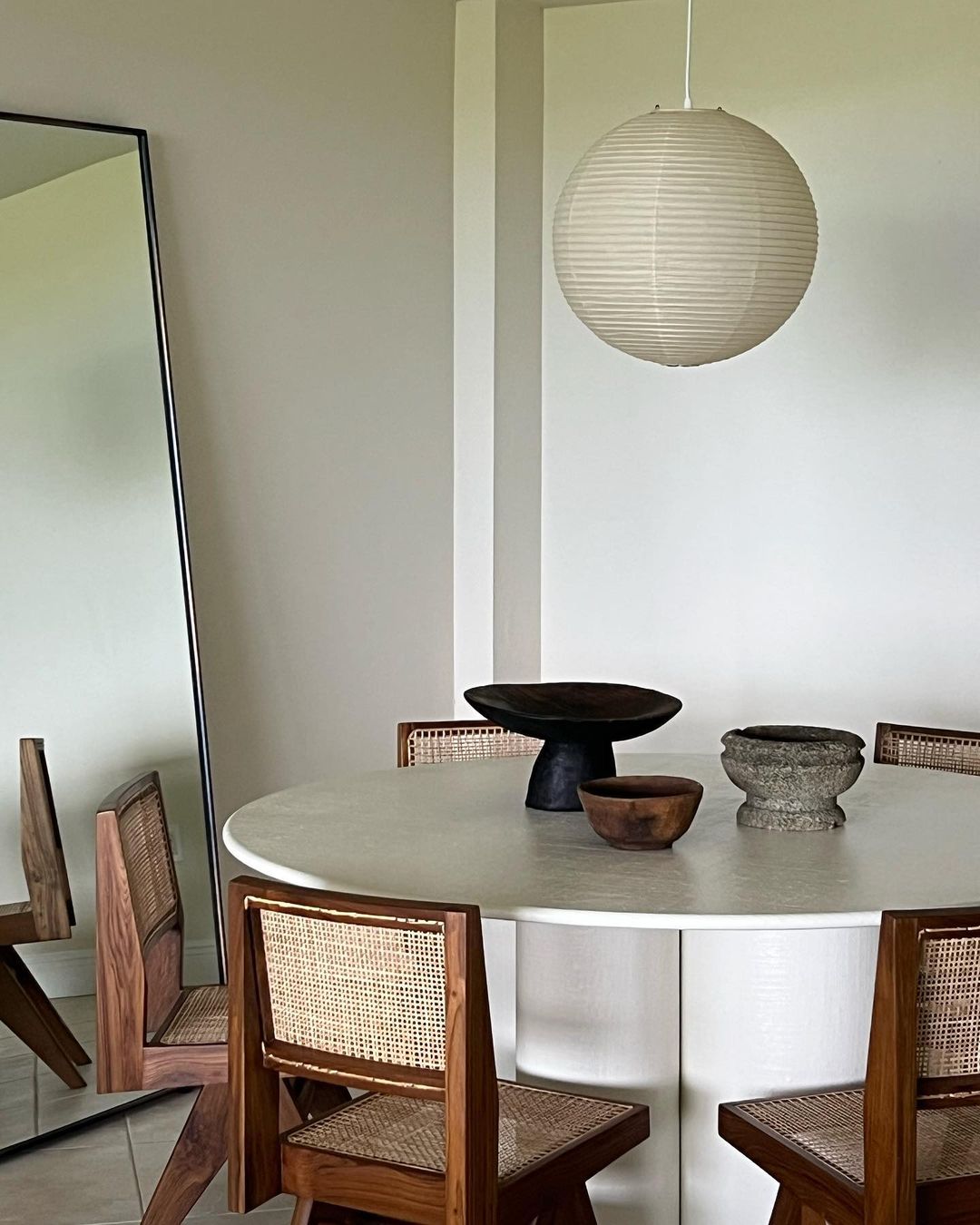 Spherical Hanging Lamp with Cotton Paper Shade & Adjustable Cord for Dining Room, Kitchen, Living Space | Modern Overhead Fixture