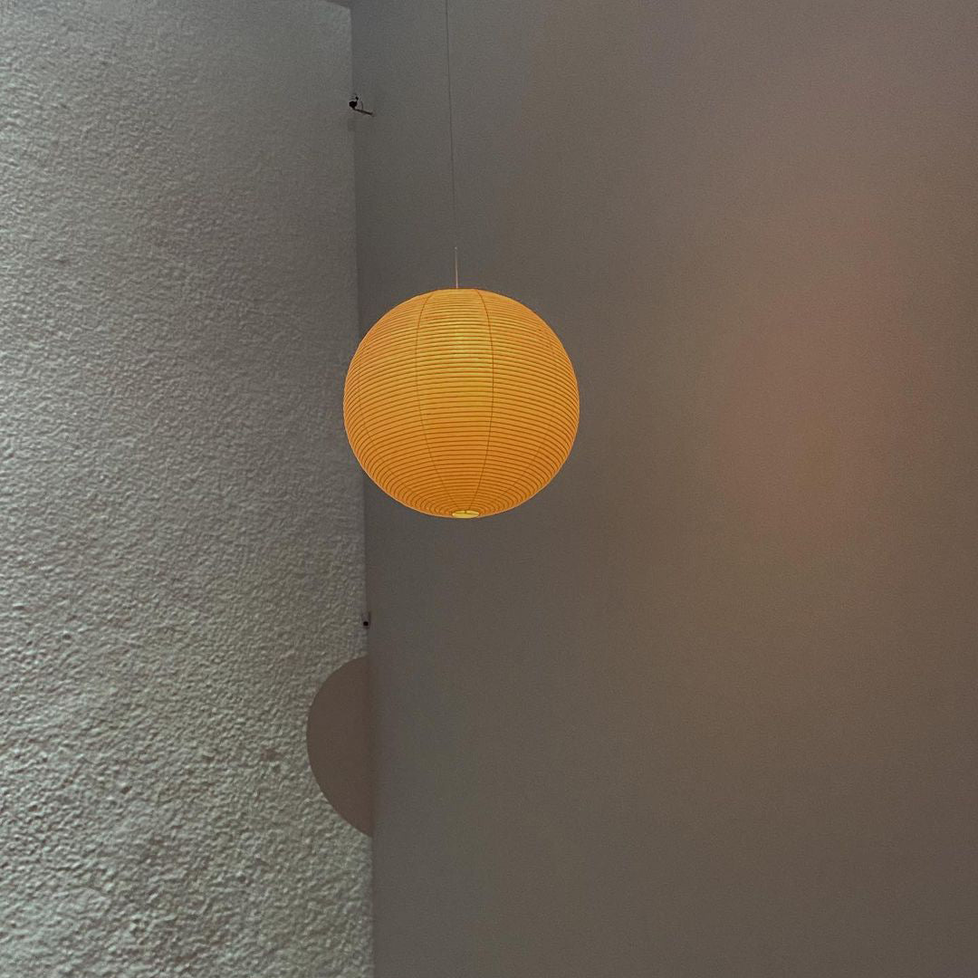 Spherical Hanging Lamp with Cotton Paper Shade & Adjustable Cord for Dining Room, Kitchen, Living Space | Modern Overhead Fixture