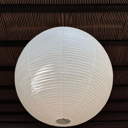 Spherical Hanging Lamp with Cotton Paper Shade & Adjustable Cord for Dining Room, Kitchen, Living Space | Modern Overhead Fixture