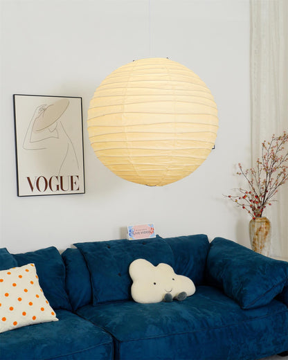 Paper Globe Hanging Light Fixture White Shade Adjustable Wire for Dining Room Living Room Bedroom Overhead Lighting Mid-Century Asian Inspir