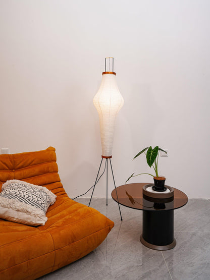 Japanese-Inspired Paper Floor Lamp White Mulberry Shade Tall Standing Light for Living Room Bedroom Reading Nook Sculptural Accent