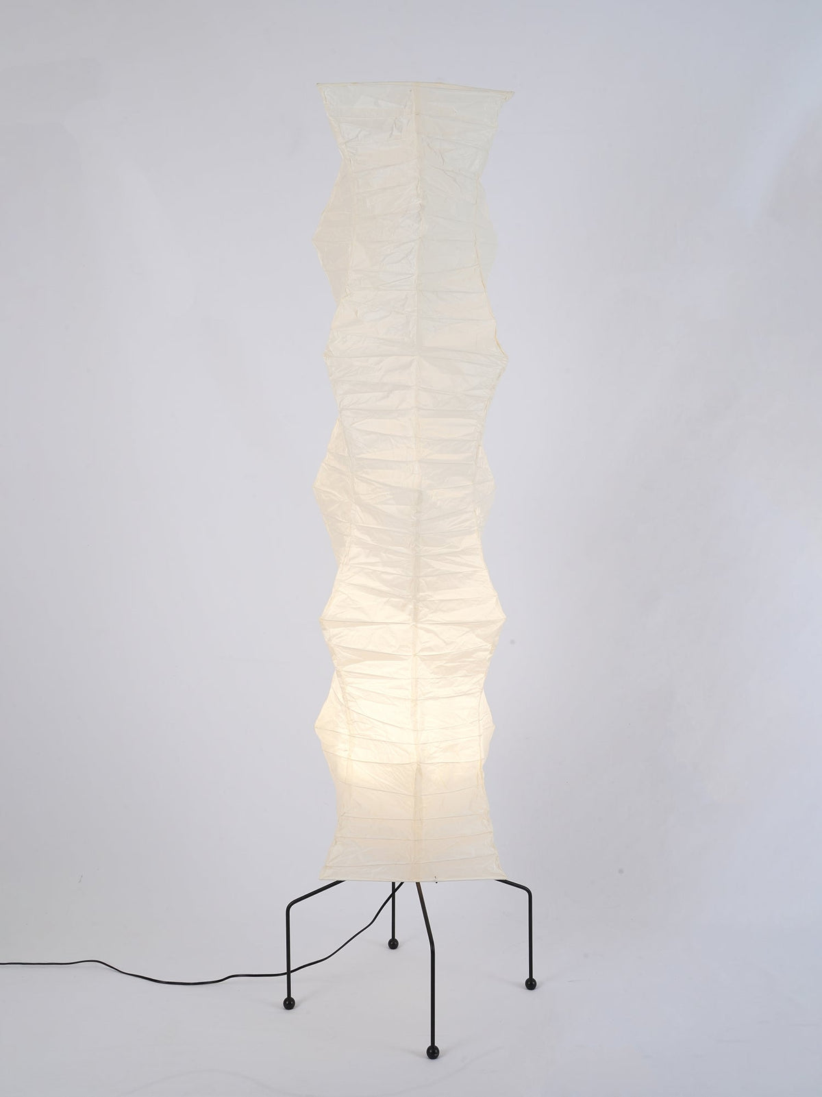 Japanese-Inspired Paper Floor Lamp White Mulberry Shade Tall Standing Light for Living Room Bedroom Reading Nook Sculptural Accent