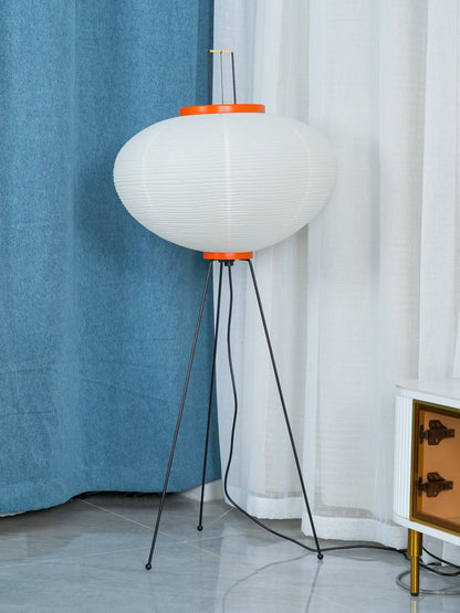 Japanese-Inspired Paper Floor Lamp White Mulberry Shade Tall Standing Light for Living Room Bedroom Reading Nook Sculptural Accent