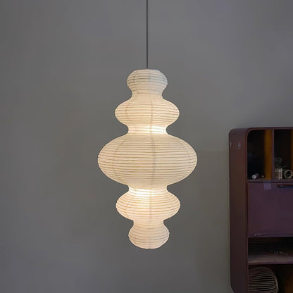 Hanging Lantern Fixture 19-Inch Natural Fiber Shade White Orb Ceiling Light Adjustable 59-Inch Cord for Dining Room Kitchen Island Asian-Ins