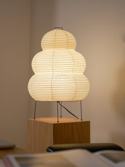 Handcrafted Paper Shade Accent Lamp 10 in Wide Warm Glow LED Bedside Nightlight for Bedroom Office Desktop Reading Nook Minimalist Japanese