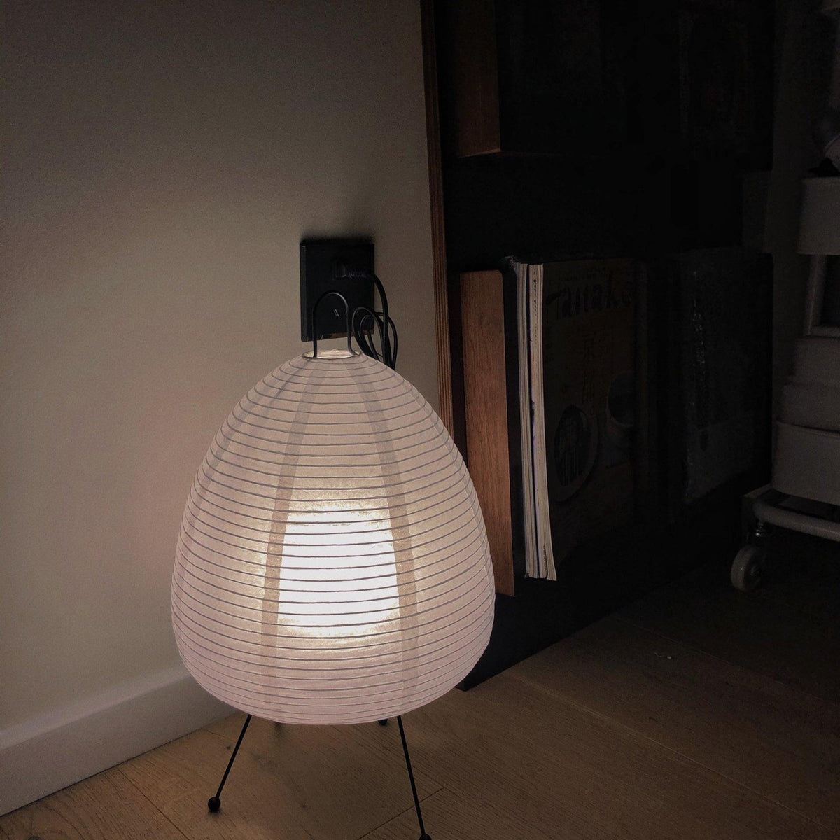 Handcrafted Paper Shade Accent Lamp 10 in Wide Warm Glow LED Bedside Nightlight for Bedroom Office Desktop Reading Nook Minimalist Japanese
