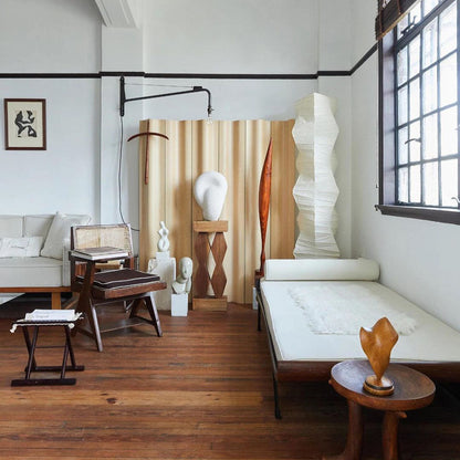 Japanese-Inspired Paper Floor Lamp White Mulberry Shade Tall Standing Light for Living Room Bedroom Reading Nook Sculptural Accent