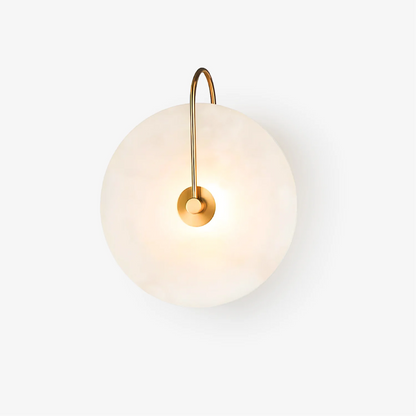 Natural Stone Sconce with Integrated LED 6-12 inch Diameter Warm White Light for Bedroom Hallway Living Room Available in Gold or Black Meta