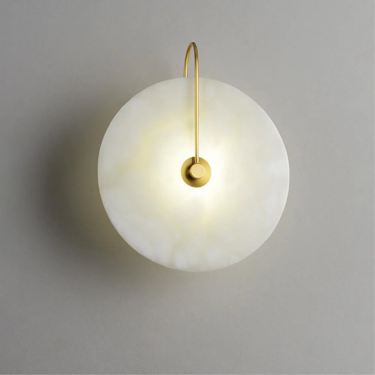 Natural Stone Sconce with Integrated LED 6-12 inch Diameter Warm White Light for Bedroom Hallway Living Room Available in Gold or Black Meta