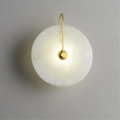 Natural Stone Sconce with Integrated LED 6-12 inch Diameter Warm White Light for Bedroom Hallway Living Room Available in Gold or Black Meta