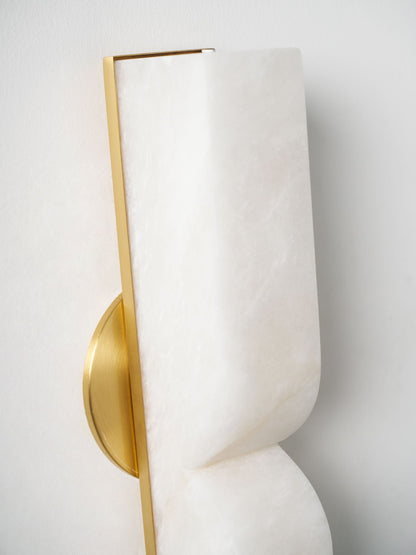 Alabaster LED Wall Light Fixture 14 inches Hardwired Gold Black Finish Adjustable Color Temperature for Bedroom Hallway Living Room Modern A