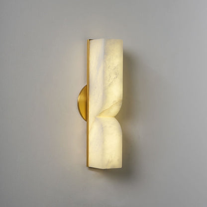 Alabaster LED Wall Light Fixture 14 inches Hardwired Gold Black Finish Adjustable Color Temperature for Bedroom Hallway Living Room Modern A