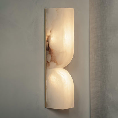 Alabaster LED Wall Light Fixture 14 inches Hardwired Gold Black Finish Adjustable Color Temperature for Bedroom Hallway Living Room Modern A