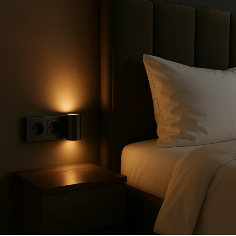 Plug-In LED Night Light with Auto Sensor 10W Dimmable Warm White for Bedroom Hallway Bathroom Stairwell Compact Wall Sconce