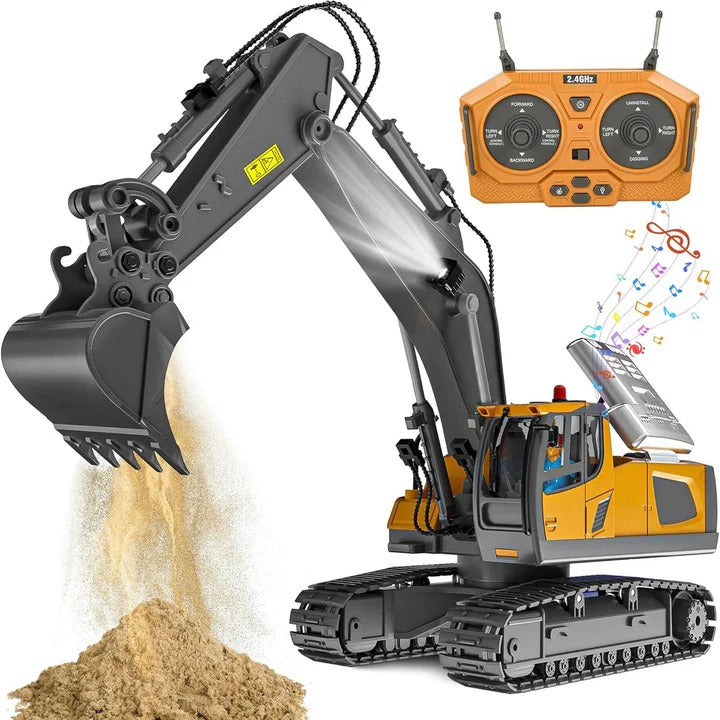 All-Terrain Excavator | Remote-Controlled Construction Toy with Metal Attachments | Realistic Digging Experience