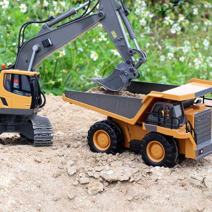 All-Terrain Excavator | Remote-Controlled Construction Toy with Metal Attachments | Realistic Digging Experience