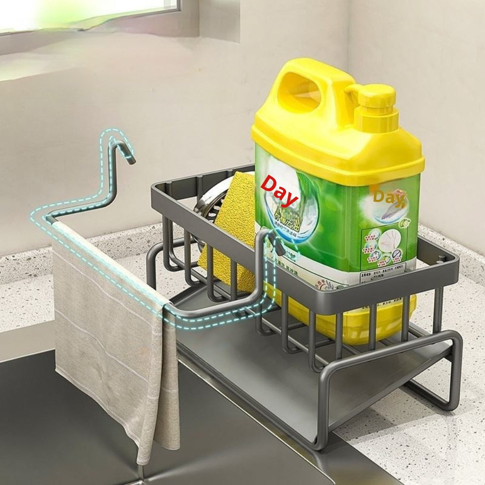 Alaris Sink Caddy - Carbon Steel, Self-Draining Kitchen Sponge Holder