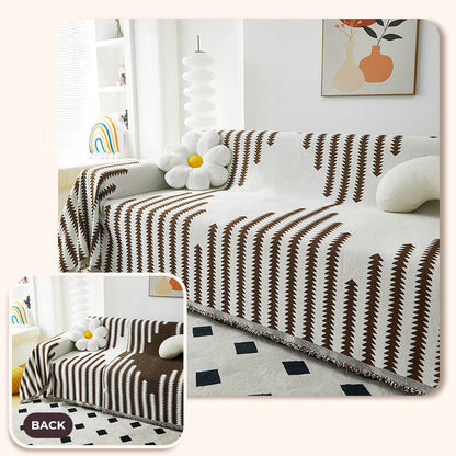 Reversible Chenille Sofa Throw Blanket | Scratch-Resistant Pet-Friendly Furniture Protector | Year-Round Soft Couch Cover for Living Room