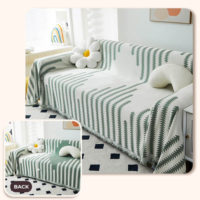 Reversible Chenille Sofa Throw Blanket | Scratch-Resistant Pet-Friendly Furniture Protector | Year-Round Soft Couch Cover for Living Room