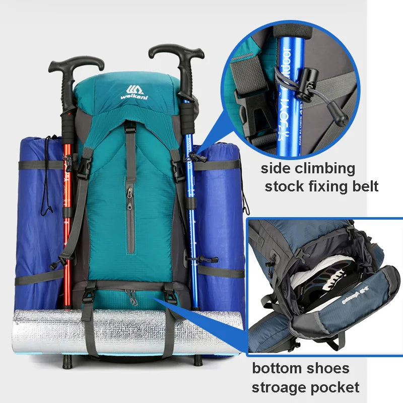Alpivento | 70L Trekking Backpack with Rain Cover & Ergonomic Design | Perfect for Multi-Day Hikes