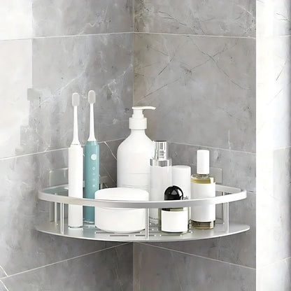 Wall-Mounted Shower Shelf Caddy Rustproof Metal Storage Rack for Bathroom Shampoo Soap Organizer Space-Saving