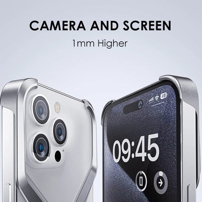 Minimalist Metal Frame Phone Case for iPhone 14, 15, 16 & 17 – Ultra-Lightweight Drop Protection with X-Frame Design
