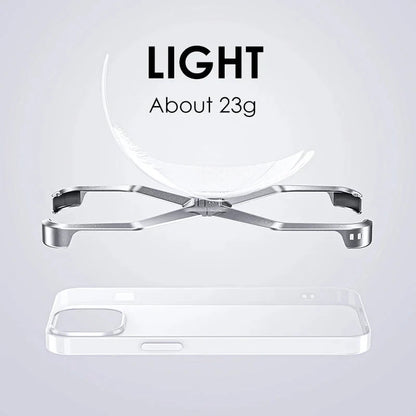 Minimalist Metal Frame Phone Case for iPhone 14, 15, 16 & 17 – Ultra-Lightweight Drop Protection with X-Frame Design
