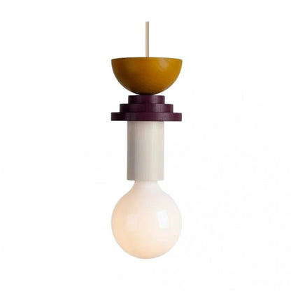 Wooden Hanging Ceiling Fixture Multicolor Geometric Shade 7.5-16.5 in Height Adjustable Dining Room Kitchen Bedroom Overhead Lighting Modern