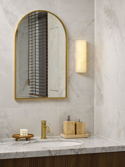 Natural Stone Wall Sconce 12 in Integrated LED Ribbed Surface Indoor Lighting Fixture for Bedroom Hallway Living Room Warm Ambient Glow