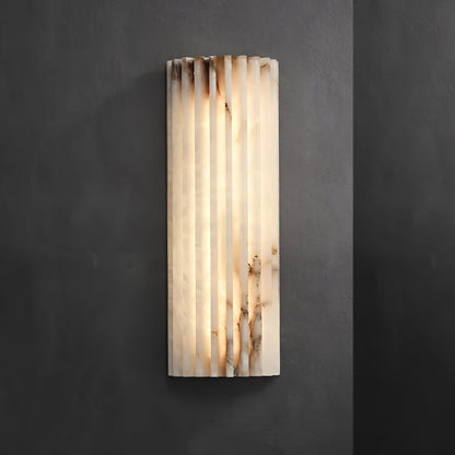 Alabaster Wall Sconce Light Fixture Cylinder Hardwired LED Integrated White Warm Neutral Cool Temperature Modern Accent for Bedroom