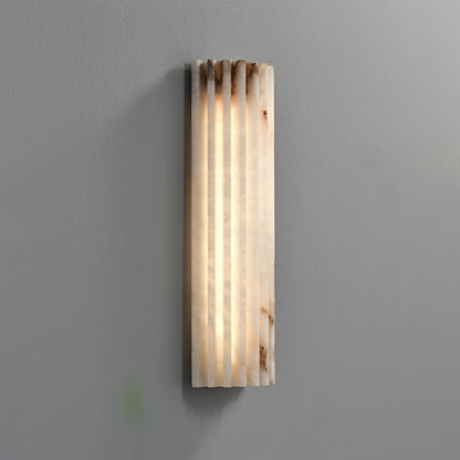 Alabaster Wall Sconce Light Fixture Cylinder Hardwired LED Integrated White Warm Neutral Cool Temperature Modern Accent for Bedroom