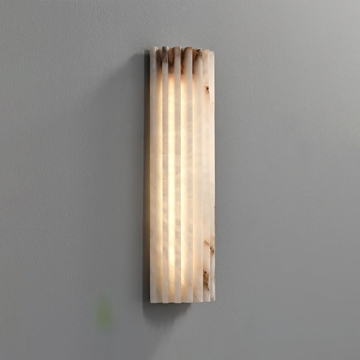 Alabaster LED Sconce 12 Inch Vertical Stone Wall Light for Vanity Hallway Bedroom Soft Glow Ambient Fixture Hardwired Modern Indoor Lighting