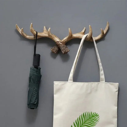 Resin Antler Hooks for Entryway Rustic Brown Black Wall-Mounted Hallway Coat Hanger Organizer for Bags Hats Scarves Home Bedroom Storage