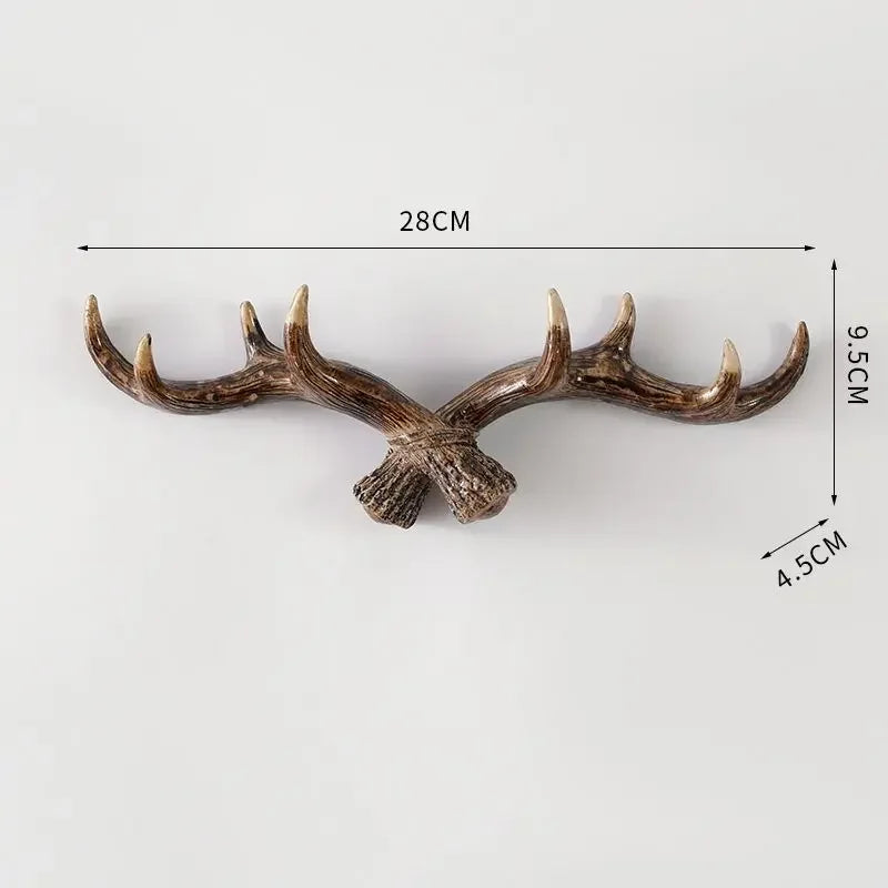 Resin Antler Hooks for Entryway Rustic Brown Black Wall-Mounted Hallway Coat Hanger Organizer for Bags Hats Scarves Home Bedroom Storage