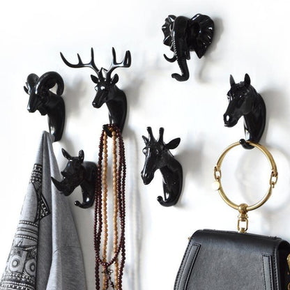 Animal Head Wall Hook Resin Sculpture Gold White Black Entryway Coat Key Towel Holder Storage Organizer for Bathroom Bedroom Modern Home Dec