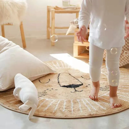 Round Animal Play Mat for Kids Bedrooms – Soft Microfiber Floor Rug with Safari Theme, Machine Washable, Multiple Sizes for Nursery & Playro