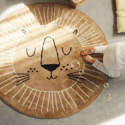 Round Animal Play Mat for Kids Bedrooms – Soft Microfiber Floor Rug with Safari Theme, Machine Washable, Multiple Sizes for Nursery & Playro