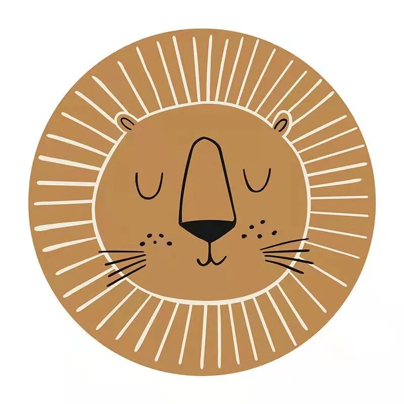 Round Animal Play Mat for Kids Bedrooms – Soft Microfiber Floor Rug with Safari Theme, Machine Washable, Multiple Sizes for Nursery & Playro