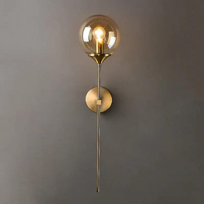 Glass Wall Light Fixture with Gold Metal Base – Ambient Lighting for Bedroom, Living Room & Hallway – 4 Shade Colors