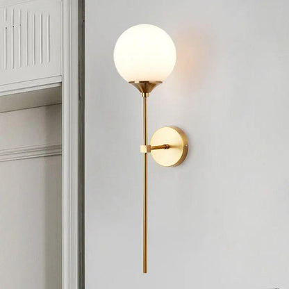 Glass Wall Light Fixture with Gold Metal Base – Ambient Lighting for Bedroom, Living Room & Hallway – 4 Shade Colors