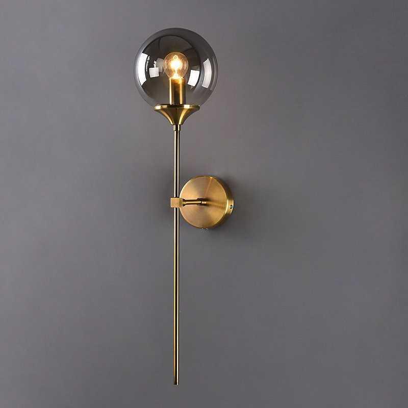 Glass Wall Light Fixture with Gold Metal Base – Ambient Lighting for Bedroom, Living Room & Hallway – 4 Shade Colors
