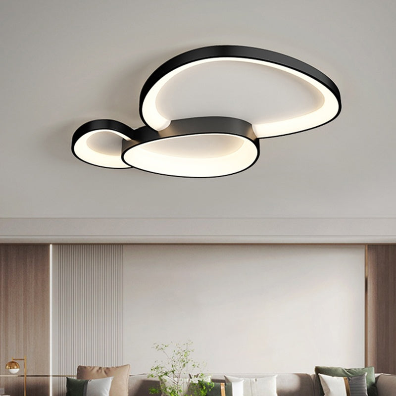 Flush Mount LED Overhead Fixture 17 in Oval Metal Design with Adjustable Color Temp & Dimming for Bedrooms Entryways Contemporary Homes