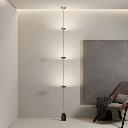 Telescoping Pole Lamp with Warm LED | Metal Adjustable 8-10 ft Tension Rod Light for Living Room Bedroom Corner Ambient Lighting Modern Vert