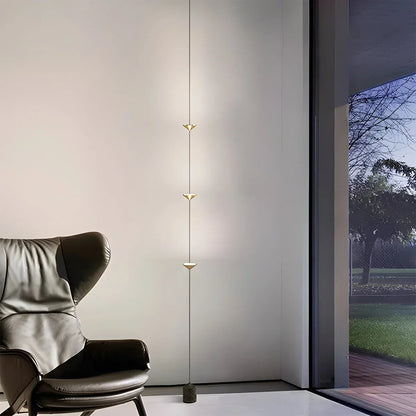 Telescoping Pole Lamp with Warm LED | Metal Adjustable 8-10 ft Tension Rod Light for Living Room Bedroom Corner Ambient Lighting Modern Vert