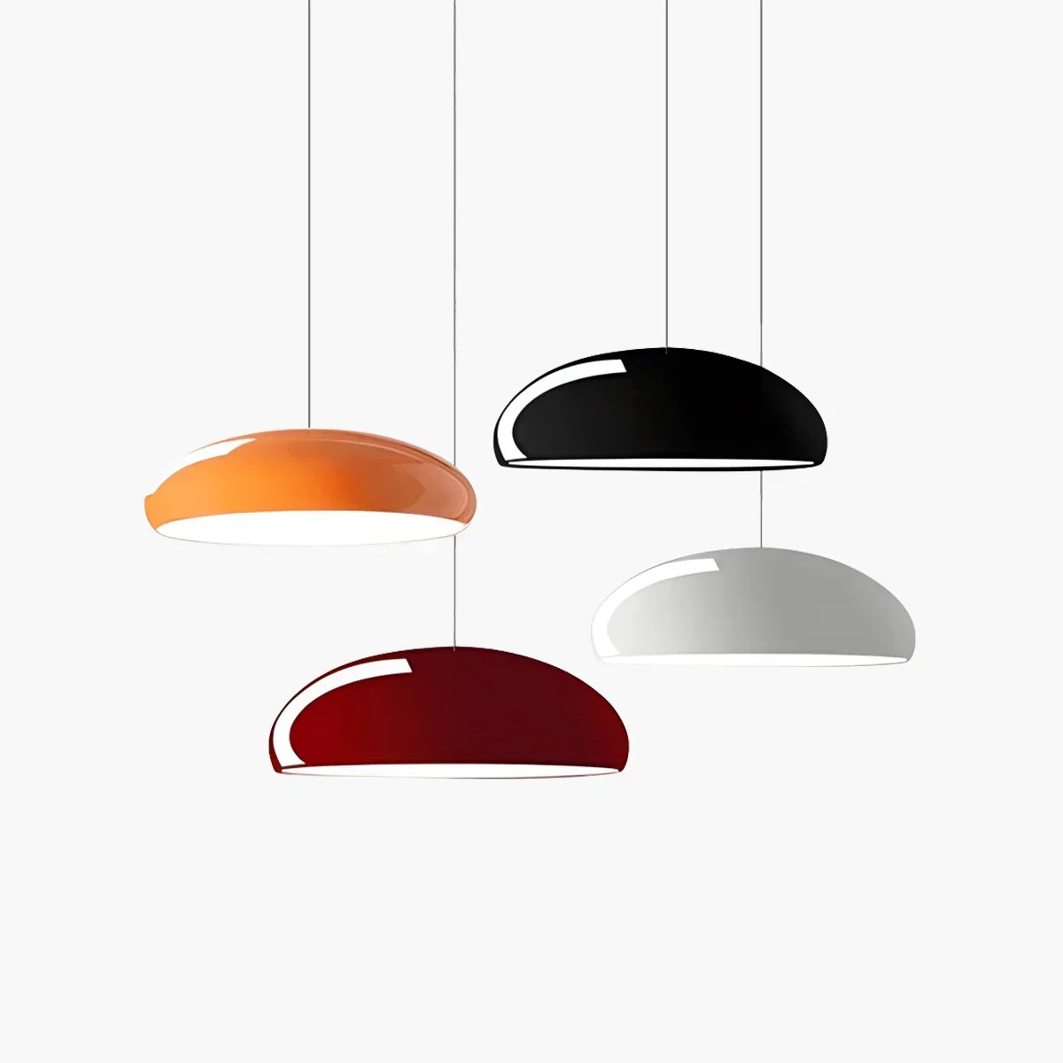 LED Overhead Fixture with Switchable Light Modes for Kitchen Islands, Dining Rooms & Open Living Spaces – Glossy Metal Round Ceiling Lamp in