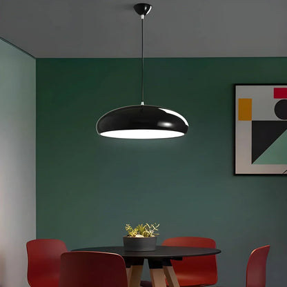 LED Overhead Fixture with Switchable Light Modes for Kitchen Islands, Dining Rooms & Open Living Spaces – Glossy Metal Round Ceiling Lamp in