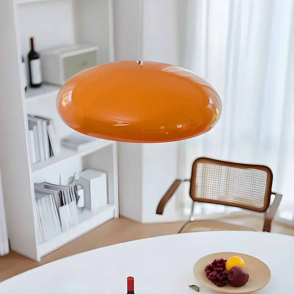 LED Overhead Fixture with Switchable Light Modes for Kitchen Islands, Dining Rooms & Open Living Spaces – Glossy Metal Round Ceiling Lamp in