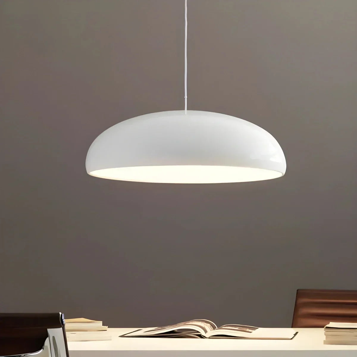 LED Overhead Fixture with Switchable Light Modes for Kitchen Islands, Dining Rooms & Open Living Spaces – Glossy Metal Round Ceiling Lamp in